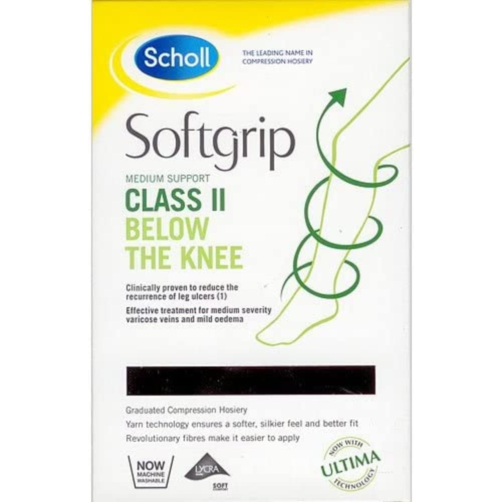 Scholl Unisex Softgrip Medium Support Class Ii Ribbed - 2 For Mens Or Women Black, Sock, Off-white, L UK