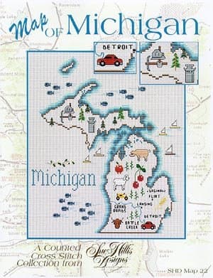 Michigan Map Cross Stitch Pattern (Not a Kit)