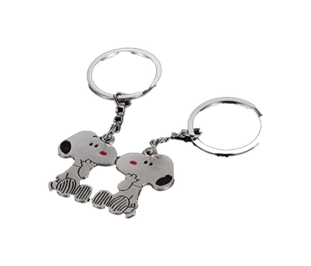 Creative Snoopy shape couple metal keychain/key ring 1pair