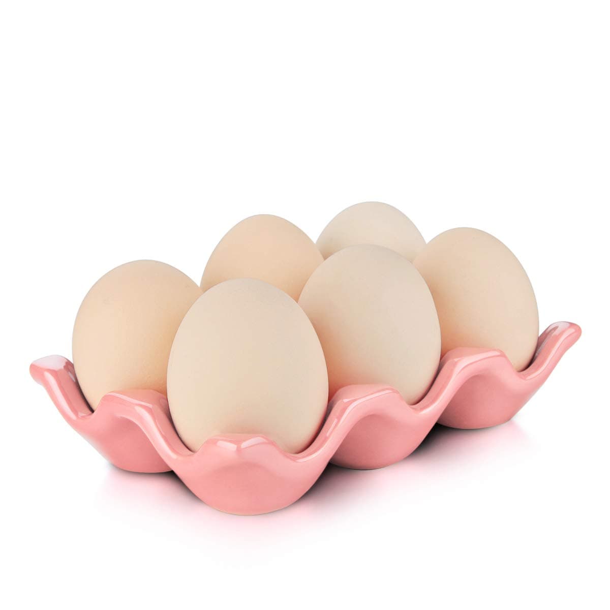 Ceramic 6 Cup Egg Tray Holder (Pink)