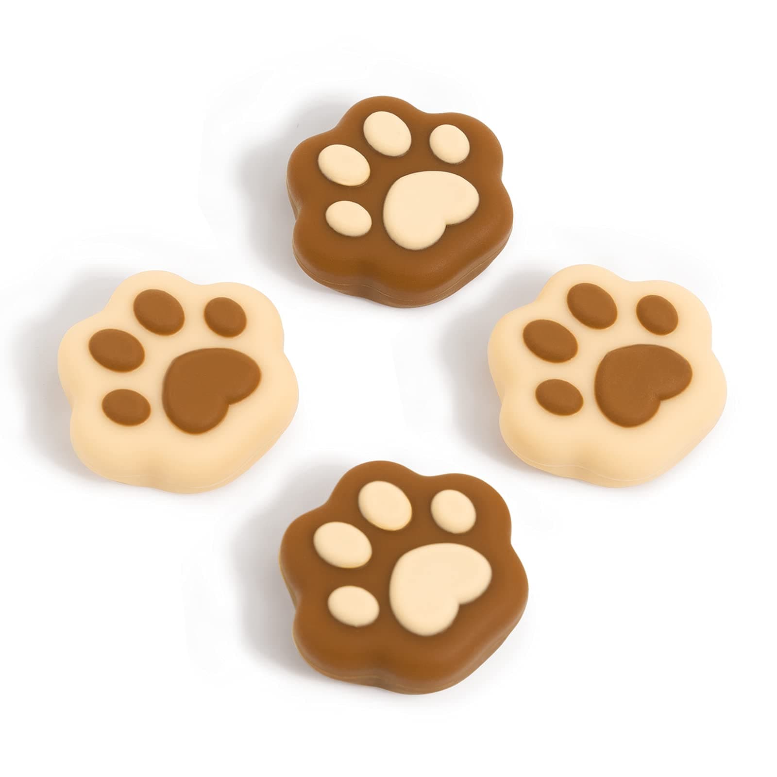 GeekShare 4PCS Cat Paw Shape Thumb Grip Caps,Soft Silicone Joystick Cover Compatible with Switch/OLED/Switch Lite (Milk Tea Brown)