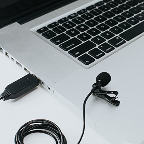 USB Lavalier Lapel Clip-On Microphone - Professional Grade Omnidirectional Condenser Microphone for PC Computers & Mac - Perfect for Recording Youtube Interviews Video Conference Skype Voice Dictation