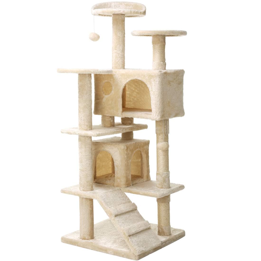 Multi-Level Cat Tree Tower Condo Sisal-Covered Cat House Scratching Post Kittens Pet House Play Tower Activity Center (136 cm)