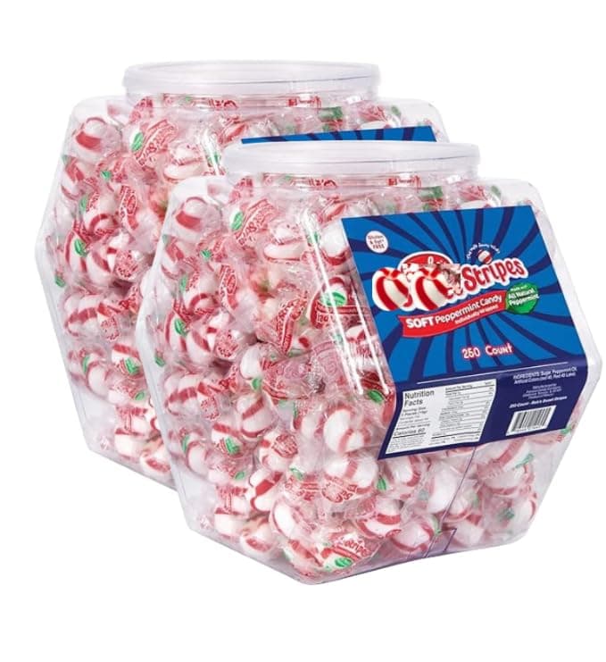 Bob'z Sweet Stripes Soft Peppermint Candy, White, Red, PACKAGING MAY VARY (2pack)