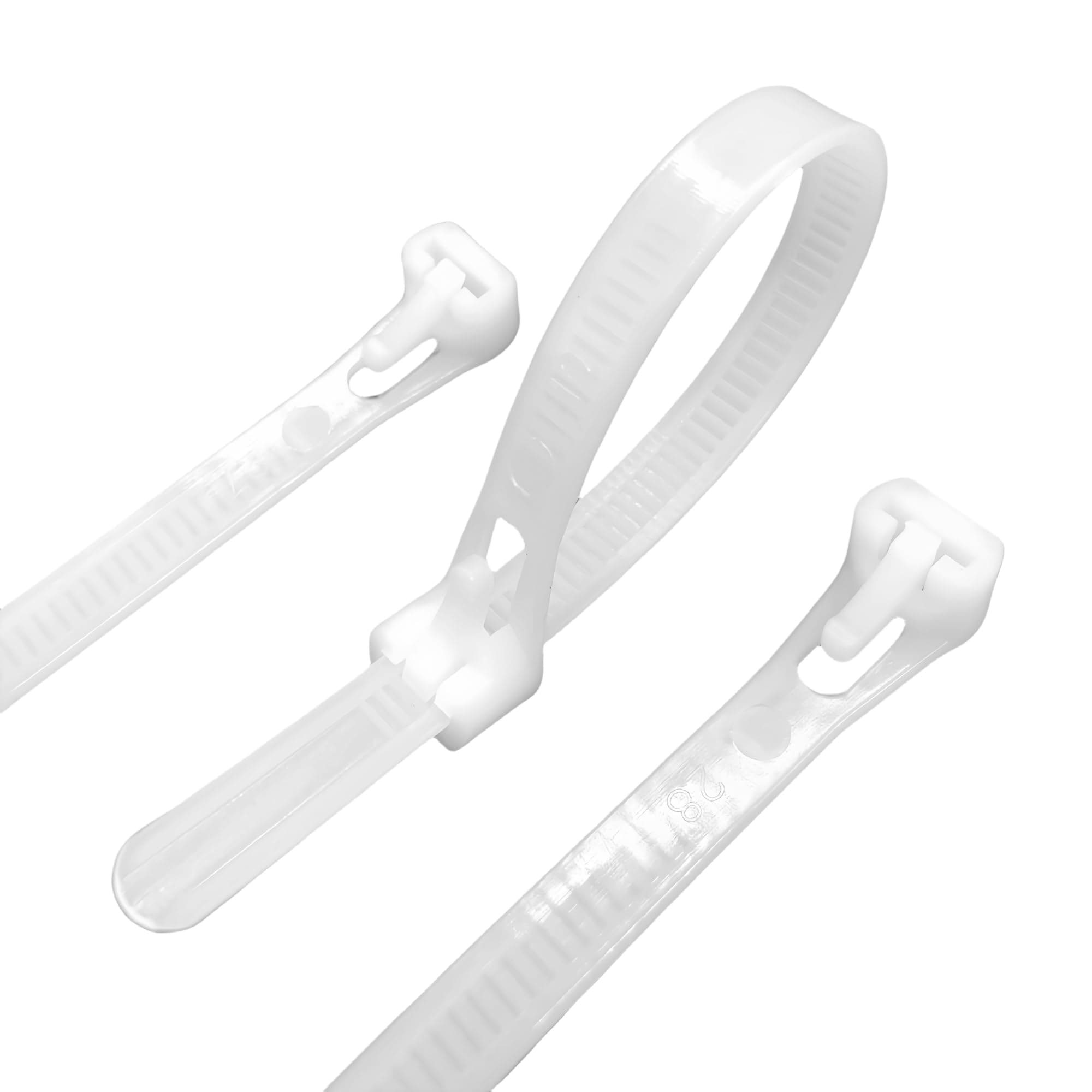 HOTUN 100 Pcs Reusable Releasable Adjustable Nylon Cable Zip Ties(8 Inch,White)