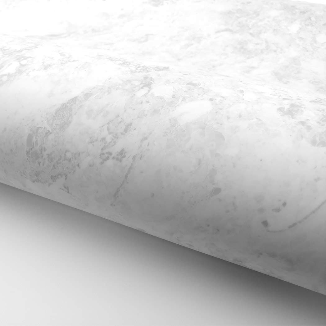 Marble Interior Paper Granite Look Effect Matte - 24" x 78.7" Roll - Peel and Stick Interior Film for Home and Office (White Gray MCP1124MT)