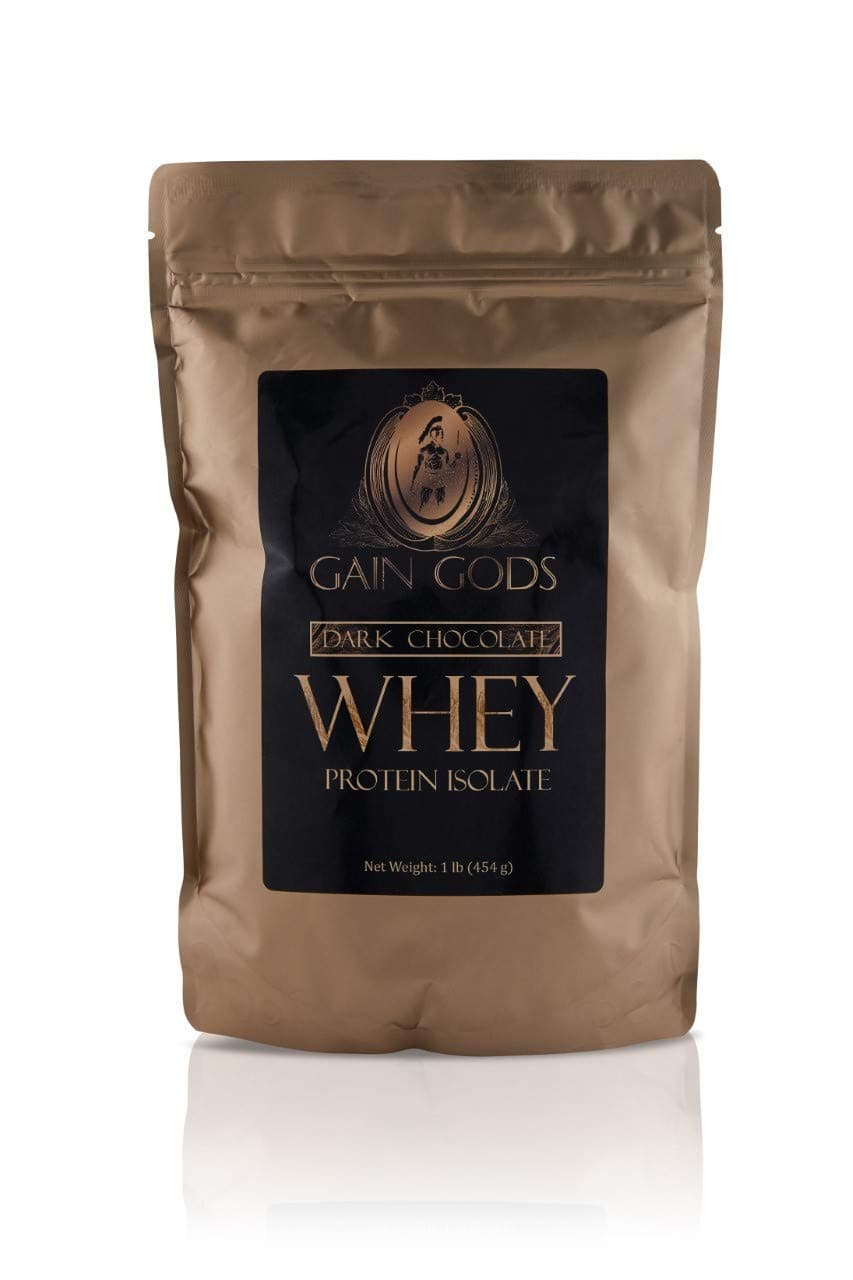 GAIN GODS Whey Protein Isolate, Dark Chocolate, Grass Fed, Antibiotic Free, Hormone Free, 1 Pound
