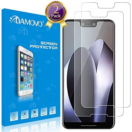 Pixel 3 XL Screen Protector [2 Pack] AMOVO Premium HD Anti-Fingerprint Tempered Glass for Google Pixel 3 XL [Case Friendly] High Sensitivity Glass Protector for Pixel 3 XL (Google Pixel 3XL, 2Pack)