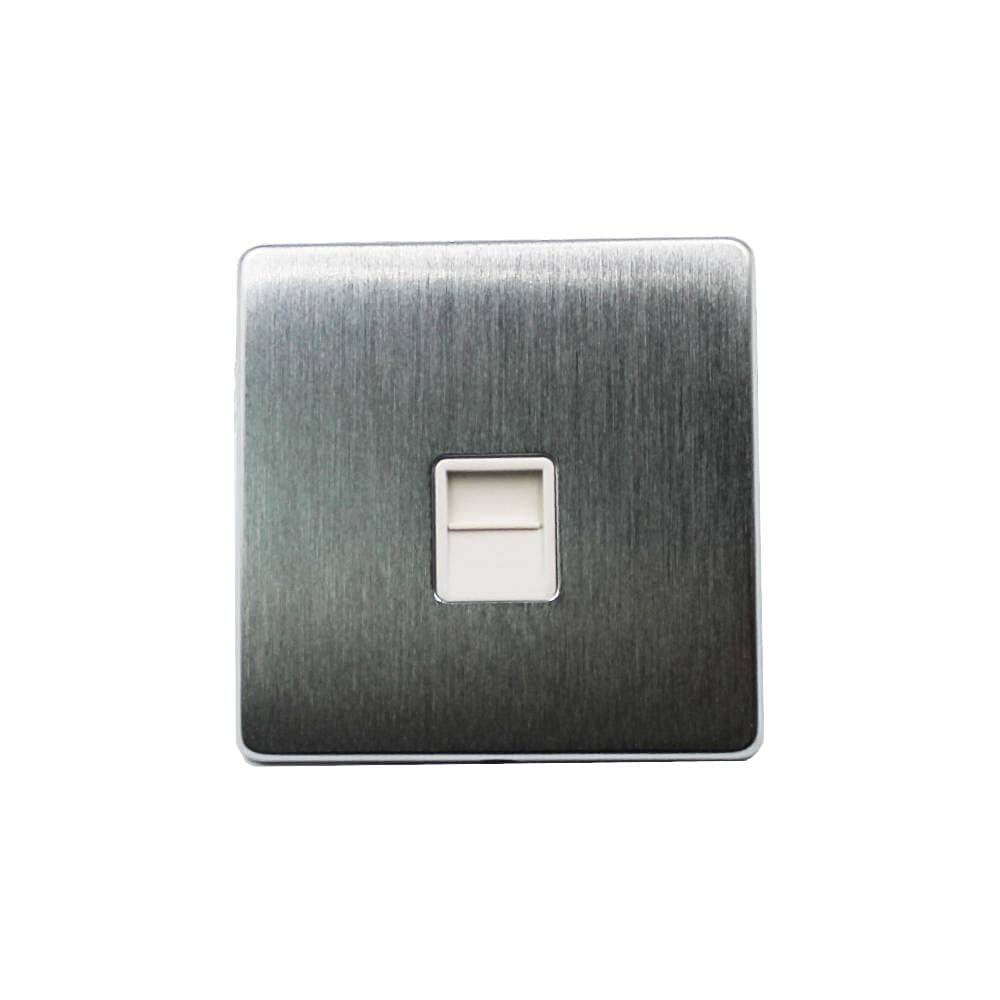 1 Gang Master Telephone Socket, Classic Satin Brass Telephone Socket, Vintage Flat Plate Telephone Jack Socket for Home, Office, Shops, Hotels, etc, Conform British Wiring Standard