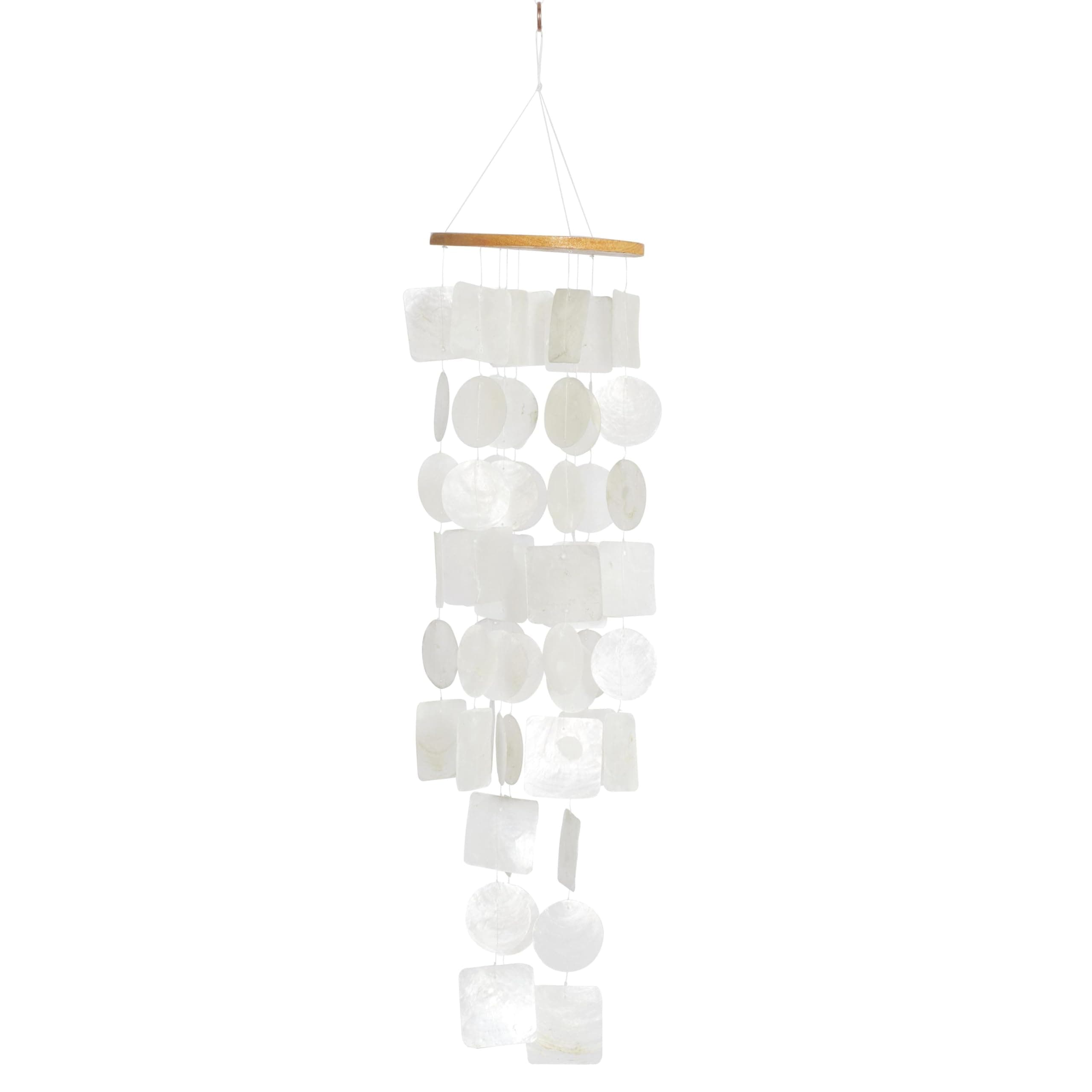 Deco 79 Capiz Shell Waterfall Windchime, 20" x 5" x 5", White