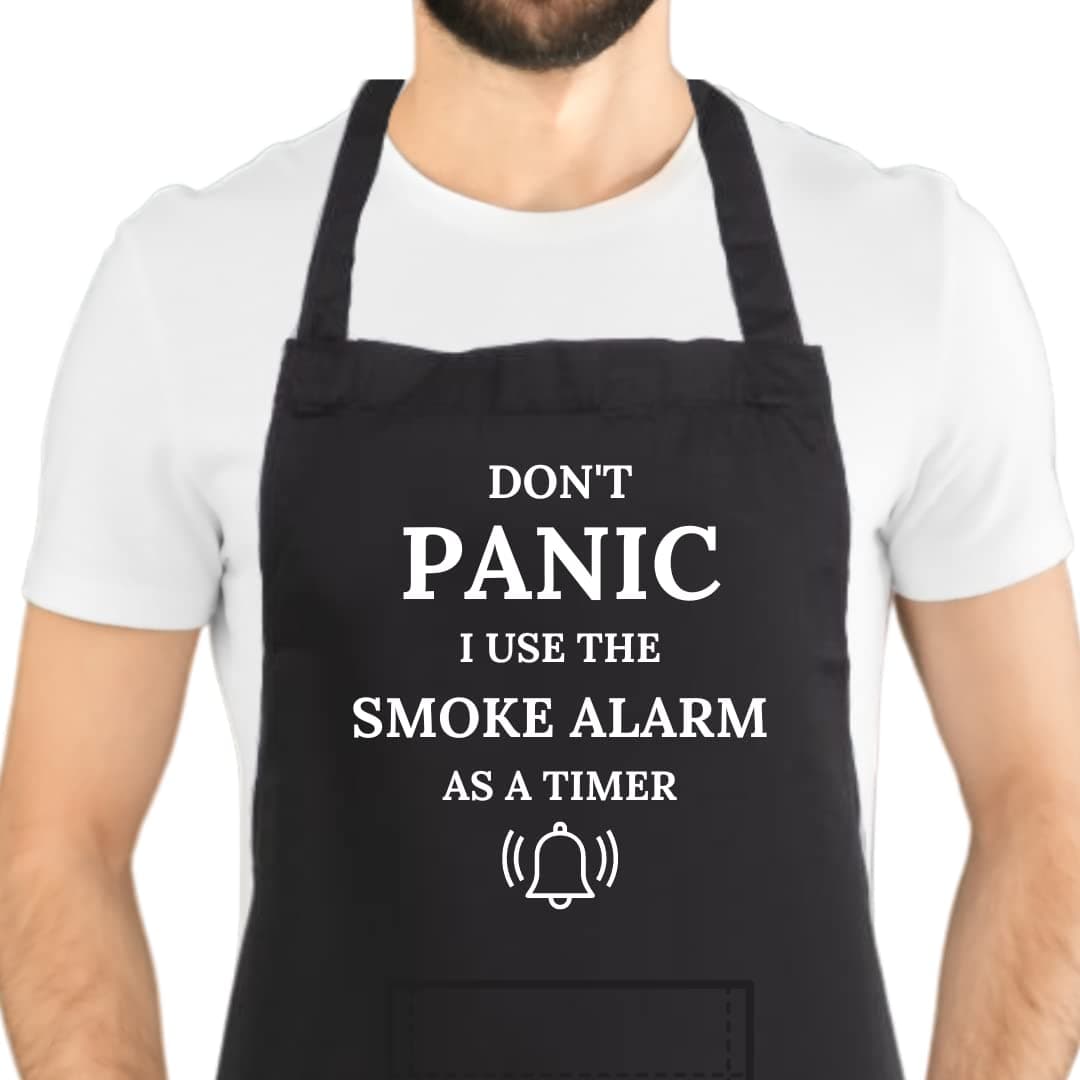 Second Ave Unisex Funny Use The Smoke Alarm As A Timer Black Apron BBQ Grill Cooking Kitchen Apron