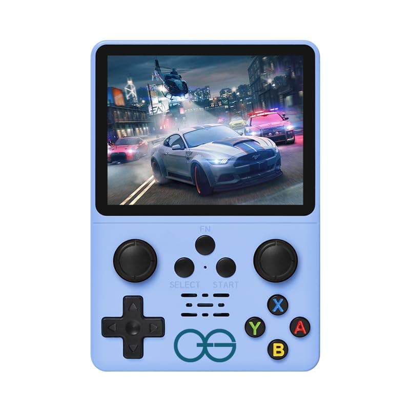 QuantumG - R35S Retro Handheld Game Console with 3.5 Inch IPS HD Display, Linux System, 64GB Inbuilt Games – Compact Pocket Video Game (Blue)
