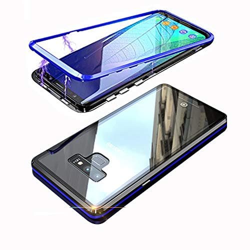 Galaxy Note 9 Magnetic Adsorption Case,Shinetop Metal Frame Tempered Glass Back with Built-in Magnet Flip Cover [Support Wireless Charging] Full Body Protective Case for Samsung Galaxy Note 9 (2018)