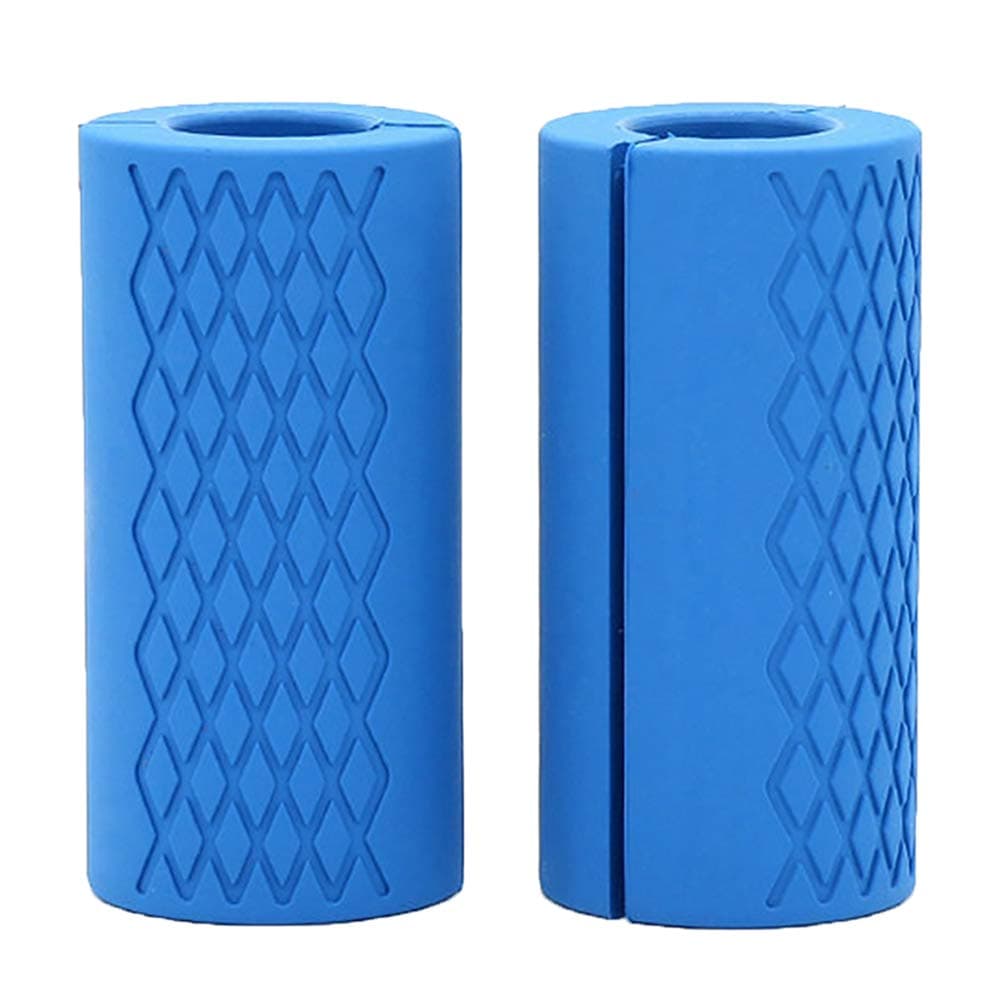 Eizur 2 Pcs Barbell Fat Grips Non-slip Silicone Thick Fat Bar Grips for Barbell Dumbbells for Weightlifting Training and Muscle Growth - Blue