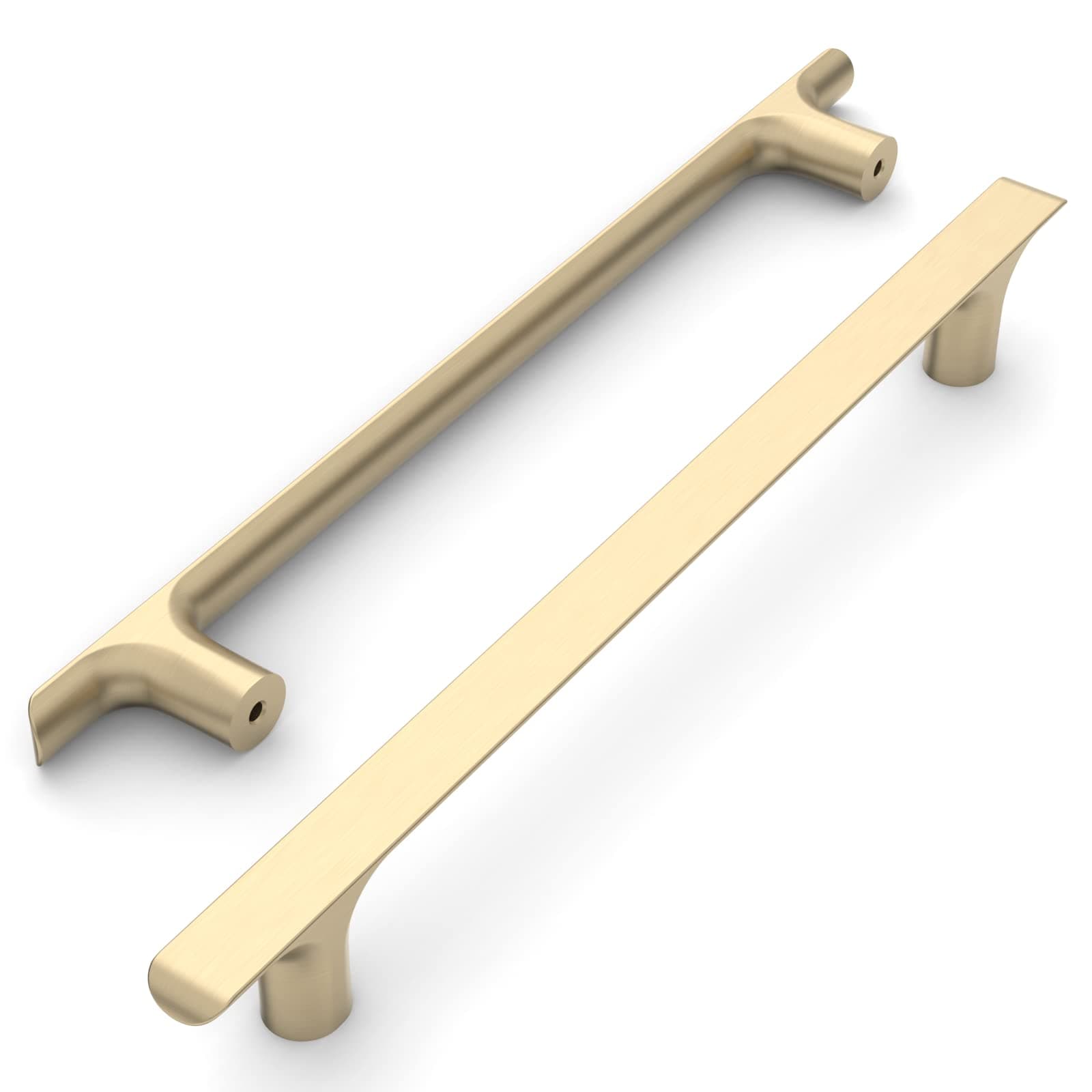 Amerdeco 10 Pack Brushed Brass Cabinet Pulls 10 Inch(256MM) Hole Centers Kitchen Cabinet Handles Hardware Kitchen Handles for Cabinets Cupboard Handles Drawer Pulls ZH0028