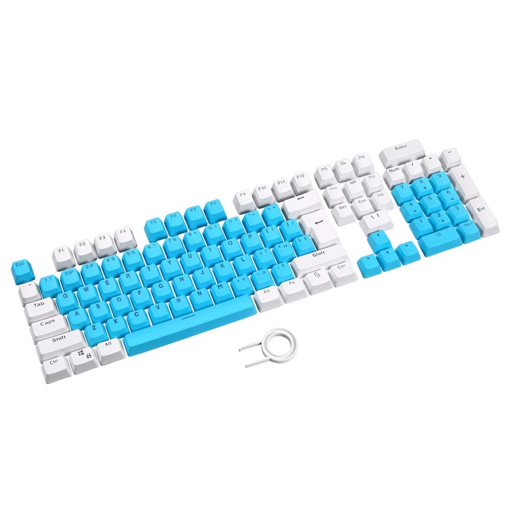 Bossi 104 Keycaps Set | White and Blue MX Switch Backlit Keycaps for Mechanical Gaming Keyboard（White and Blue）