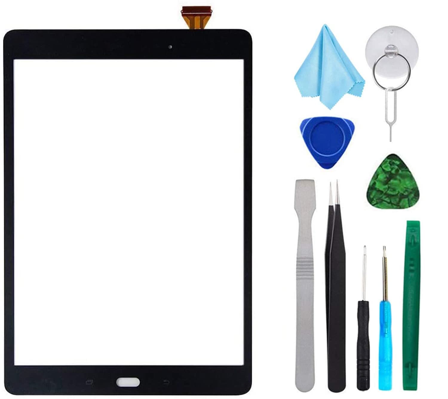 Black Touch Screen Digitizer for Samsung Galaxy Tab A 9.7" - Glass Replacement for SM-T550 SM-T555 T550 T555 (Not Include LCD) with Tools + Pre-Installed Adhesive