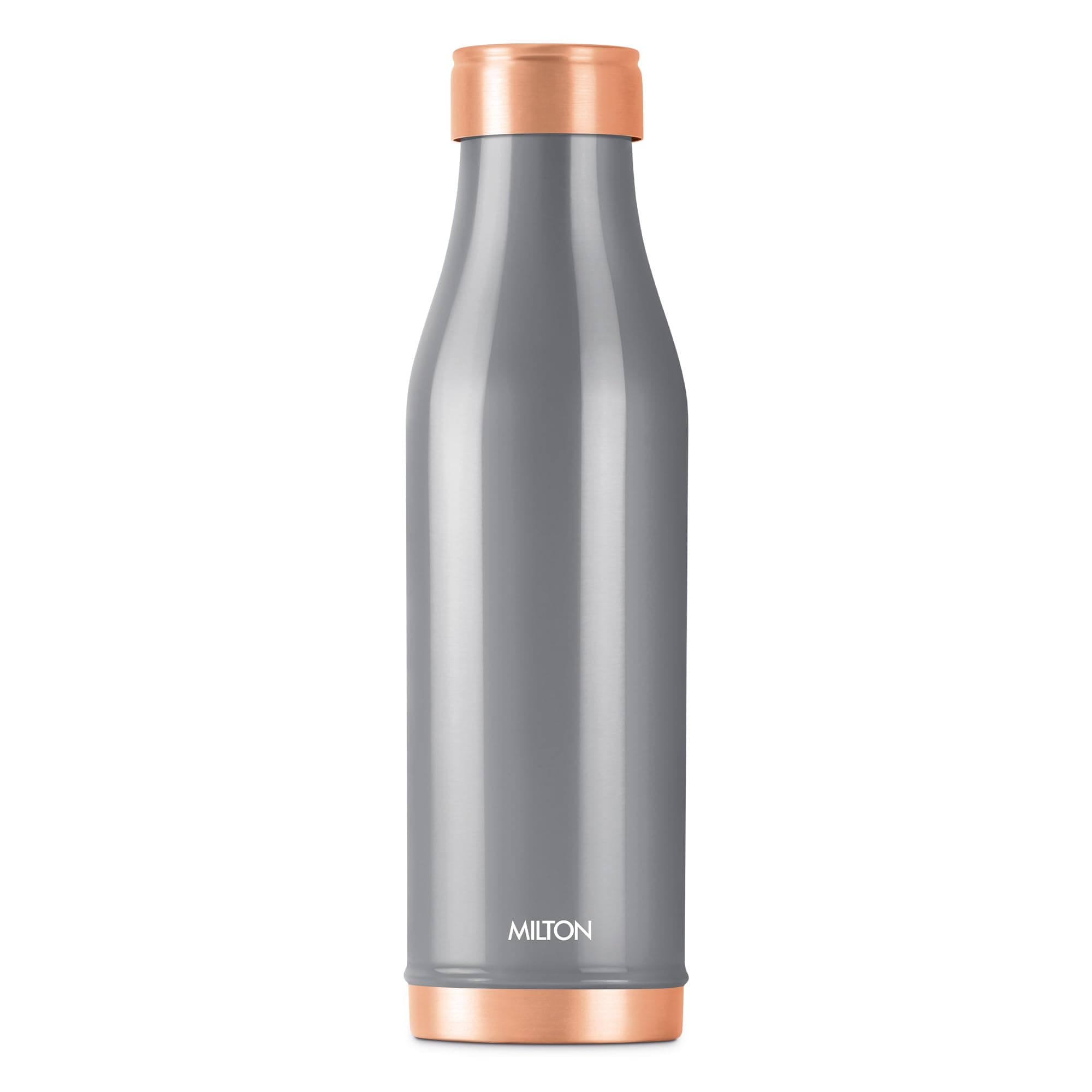 MILTON Copper Charge Water Bottle, 930 ml, Grey | Lacquer Coating, Curved Bottle | Diwali | Festive | Gifting | Yoga | Home | Kitchen | Vedic