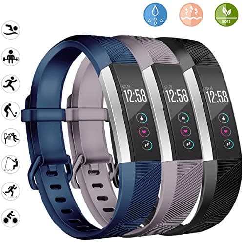 Wekin Replacement Bands Compatible for Fitbit Alta and Alta HR, Breathable Woman Men Adjustable Strap Wristbands Bracelets with Secure Buckle for Smartwatch Tracker Small Large 3 Pack