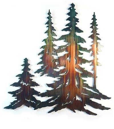 Pine Tree Stand - Large Metal Wall Art Sculpture