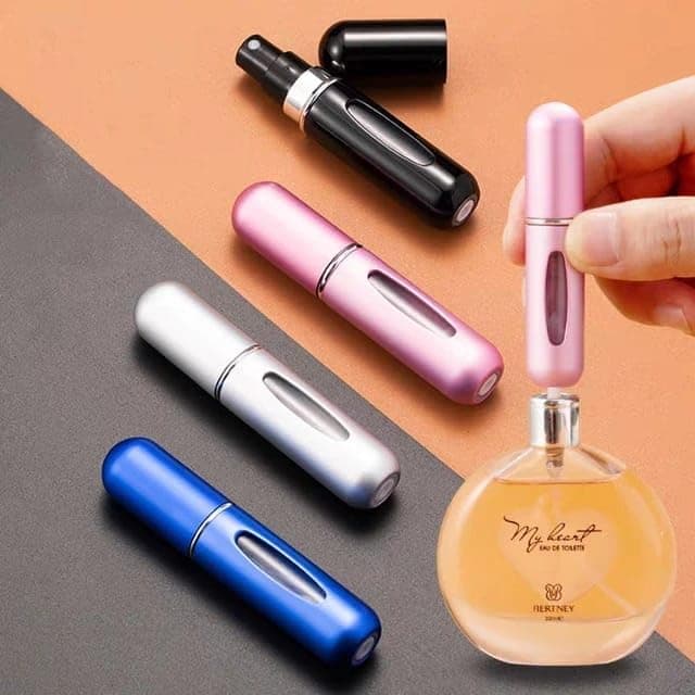Refillable Mini Perfume Atomizer, Portable Mini PerfumeEmpty Fragrance Bottles for Aftershave, Scent Pump Case for Traveling, Business Trip, Holiday and Night Out (5ml - Pack of 4)