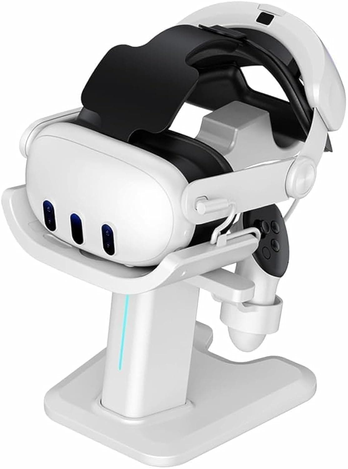 CENXI For Meta Quest 3 Headset Charging Dock, VR Display Stand Accessories Compatible with Meta Quest 3 VR Headset and Touch Controllers, Station Holder Base with LED Light, White