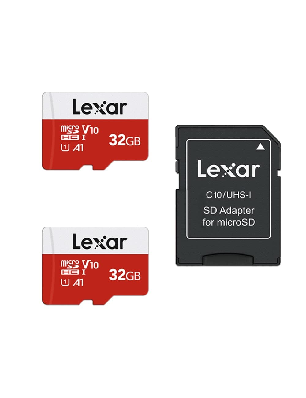 Lexar 32GB 2 Pack Micro SD Card E Series, microSDHC UHS-I Flash Memory Card with Adapter - Up to 100MB/s, A1, U1, Class10, V10, High Speed TF Card (2 microSD Cards + 1 Adapter)