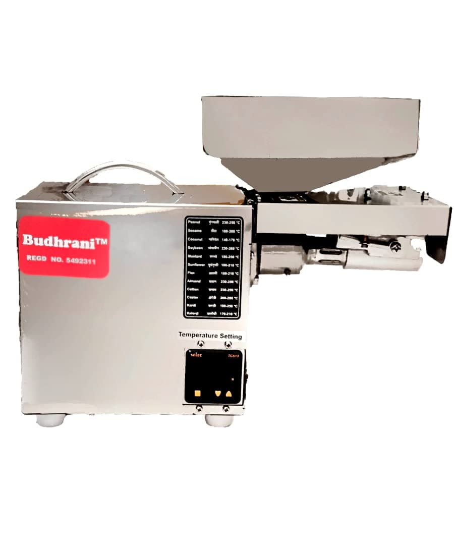 By MASTER MACHINES 400 Watt Oil Press/Maker Machine With Simplified Temperature Controller, Silver Stainless Steel - 1 Year Warranty SINGLE PHASE HOME ELECTRICTY MM - 06