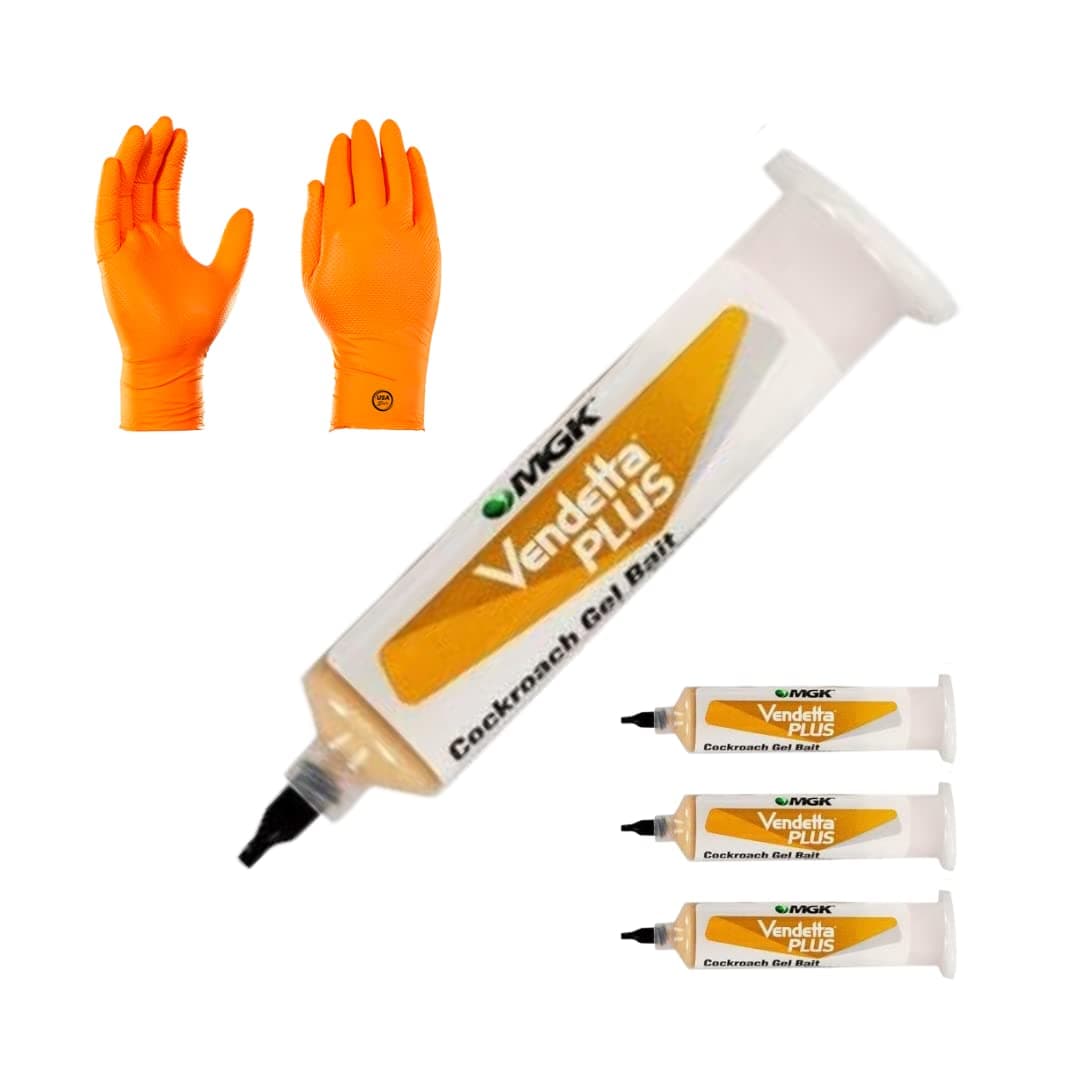 Vendetta Plus Cockroach Bait - Contains IGR, Best Roach Killer for Infestation | Premium USA Supply Gloves | USA Supply Pest Identification Card