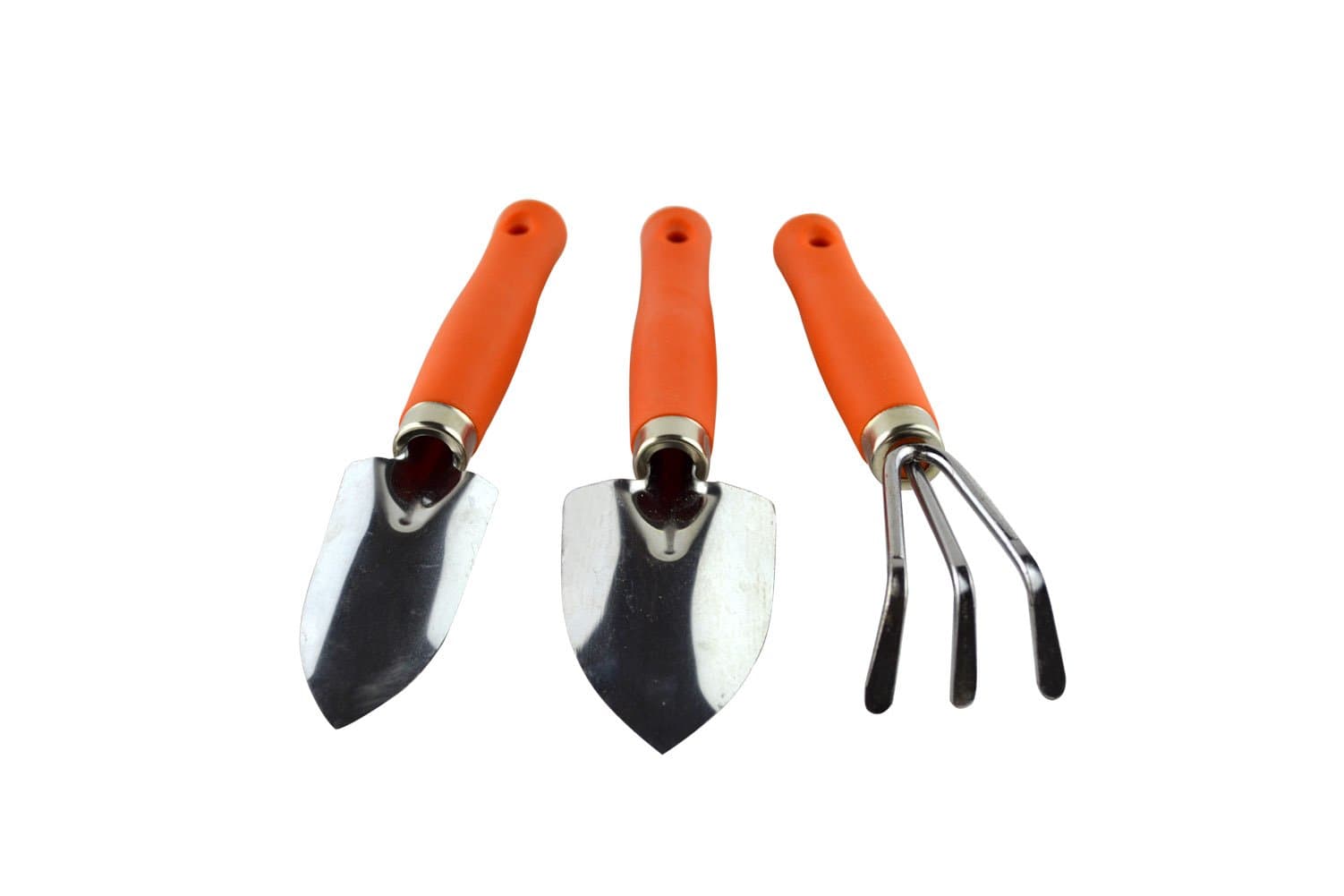 3 Piece Mini Garden Tools With Plastic Handles Small Transplanter Cultivator Trowel Metal head (Orange)