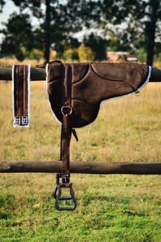 New Non Slip Bottom Micro Suede Bareback Saddle PAD with Free Girth and Stirrups Black, Brown (Brown)…