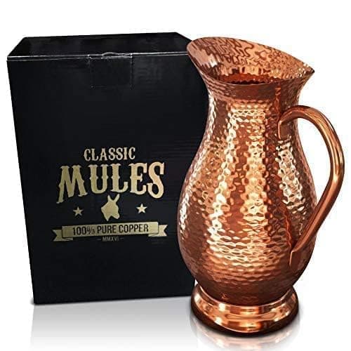 Pure Copper Pitcher - Extra Large 70 oz - Hammered Copper Water Jug for Ayurveda Health - No Inner Liner