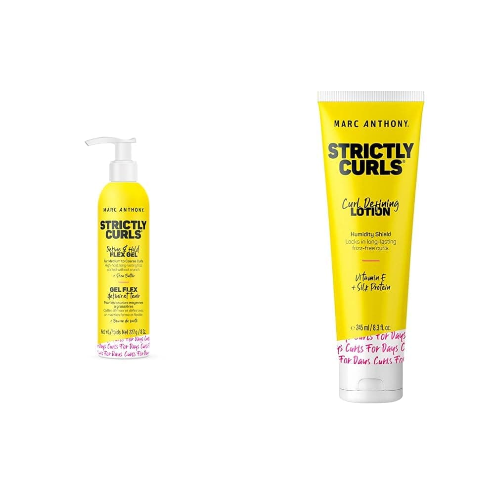 Marc Anthony Strictly Curls Define & Hold Flex Gel and Curl Defining Styling Lotion Bundle for Medium to Coarse Curls