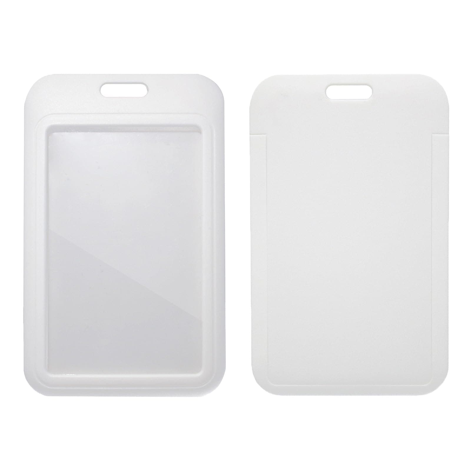 2 Pack Vertical ID Badge Holders Hard Plastic Card Cases with Clear ID Window for School, Office, Factory, White