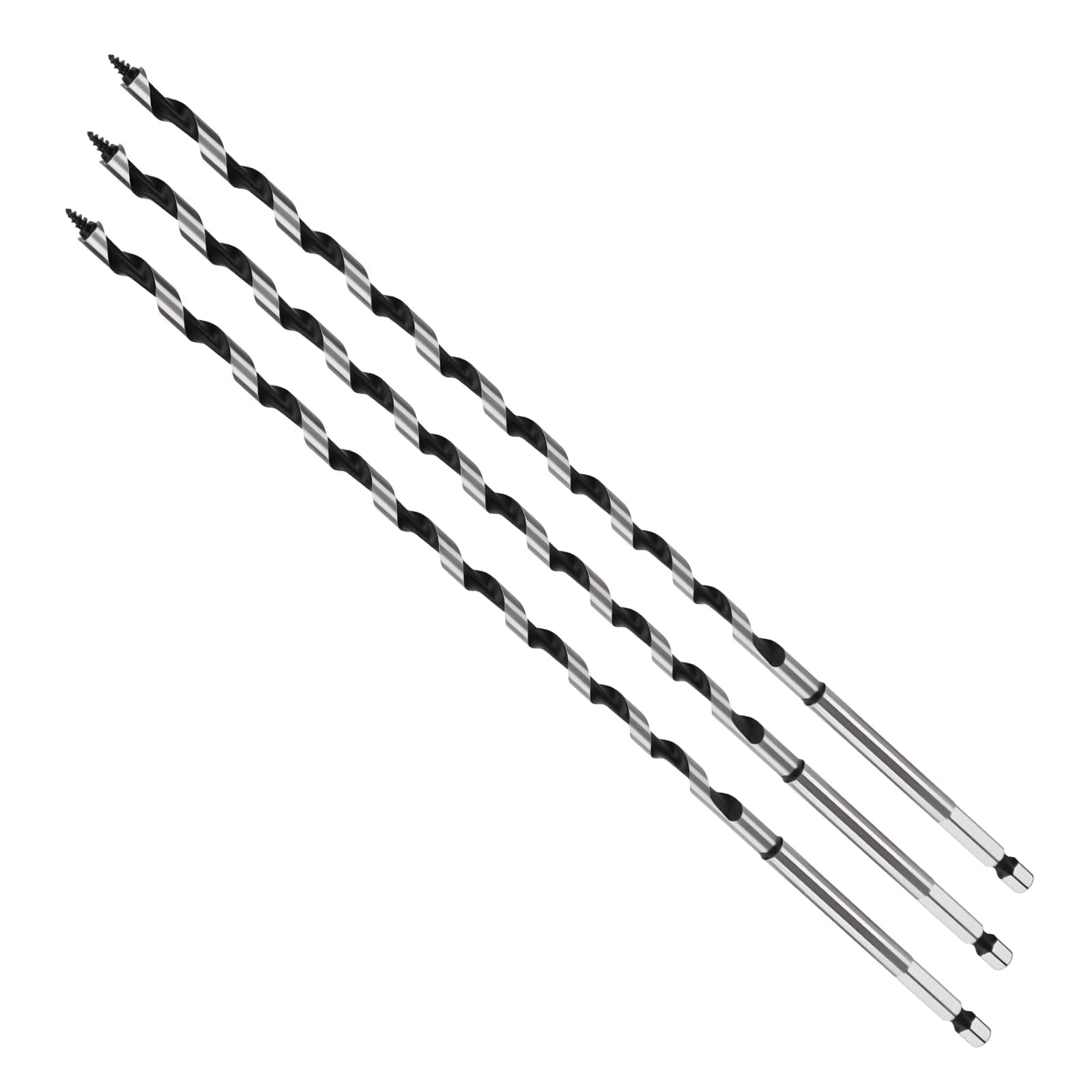 Wood Auger Drill Bits, 3pcs 6mm Timber Drill Bits 300mm Long Hex Shank, Extra Long Drill Bits Wood For Woodworking (3pcs x 6mm x 300mm)