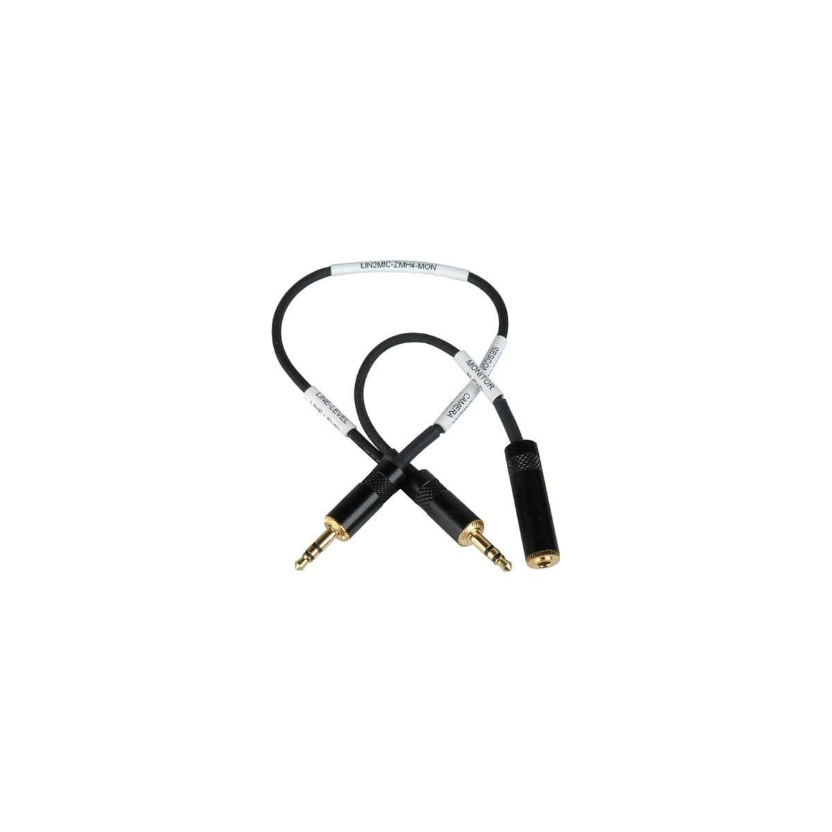 Sescom LN2MIC-ZMH4-MON 3.5mm Line to Mic 25dB Attenuation Cable for Zoom H4N with Headphone Monitoring Jack Black