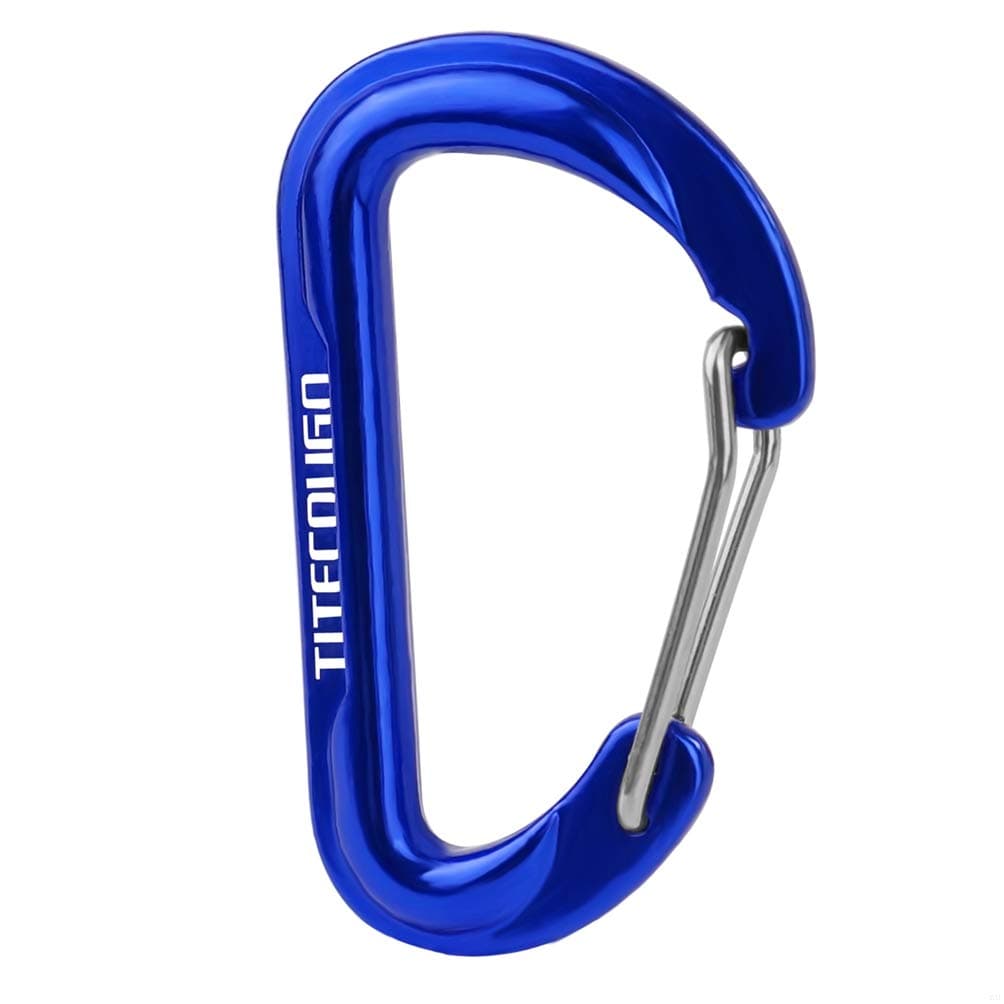 TITECOUGO 6cm D Shape Carabiner Clip Hook D-Ring Key Chain Nonlocking Durable Keychain Mini Carabiners 60mm Small dd Keyring Chains Ring Climbing Lighter Outdoor for Men and Women Dark Blue 1 PCS