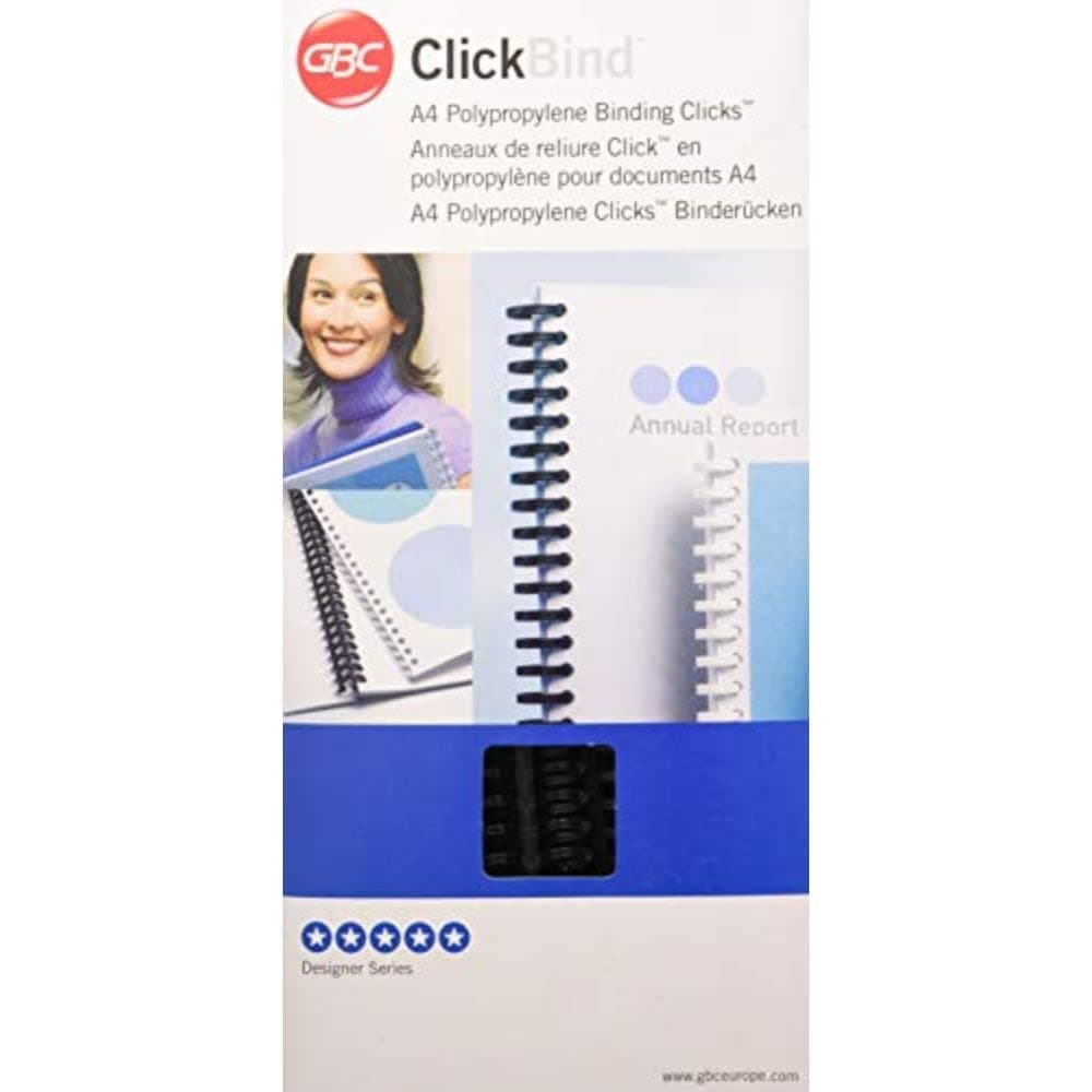GBC ClickBind Binding Spines, 12 mm, 95 Sheet Capacity, A4, 34 Ring, Black, 388064E