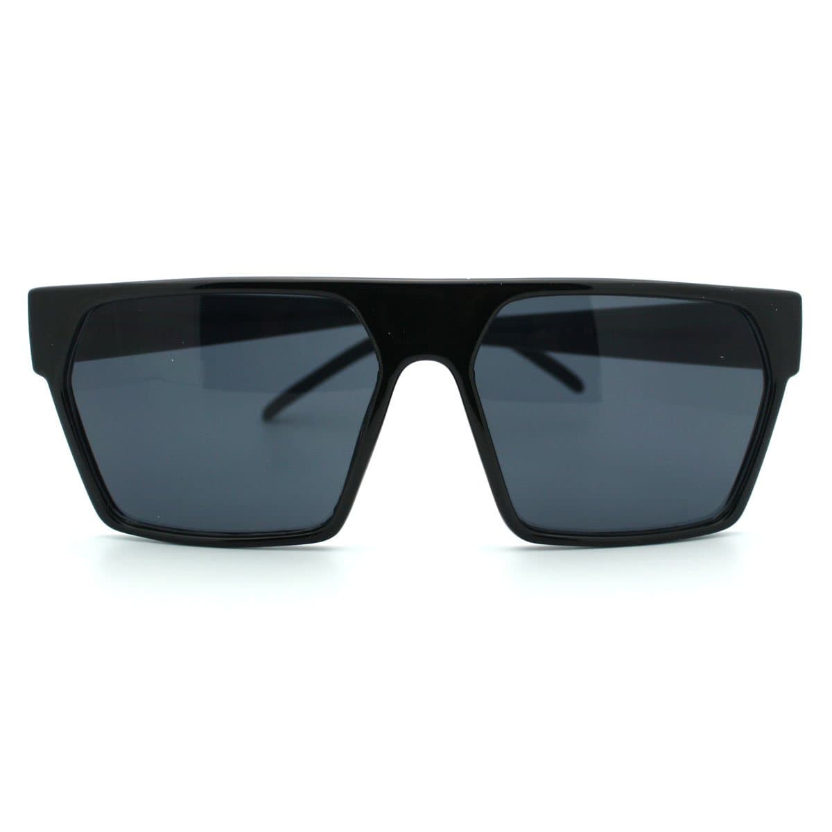 Kaotic All Black Futuristic Flat Top Mobster Geometic Angular Square Sunglasses
