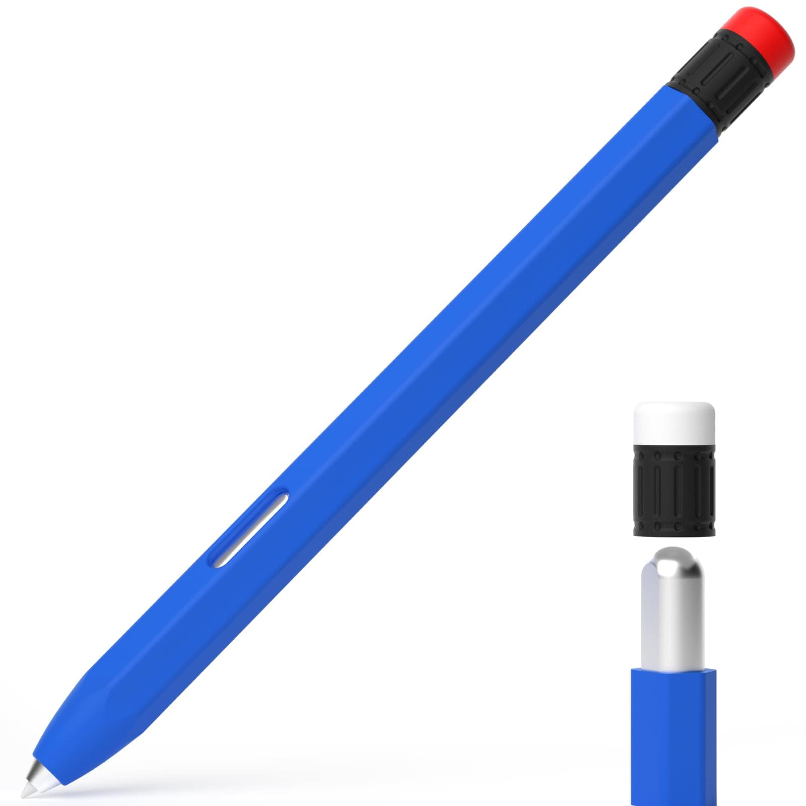 AZF Compatible with S Pen case，Samsung Galaxy Tab S7/S7+/S7 FE/S8/S8+/S8 Ultra/S9/S9+/S9 Ultra Pencil Case Classic Design Silicone Protective Sleeve, Support Magnetic Charging (Blue)