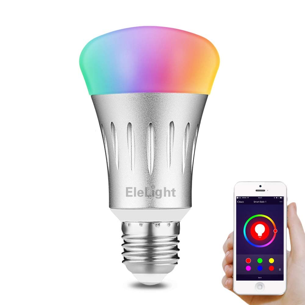 LED RGB Light Bulb with Colour Changing and Voice Control, Elelight 5 Pro 16 Million Colors Smart Dimmable Mood Light with APP Remote via Cell Phone for Home Stage Bar Party Festival Decorations
