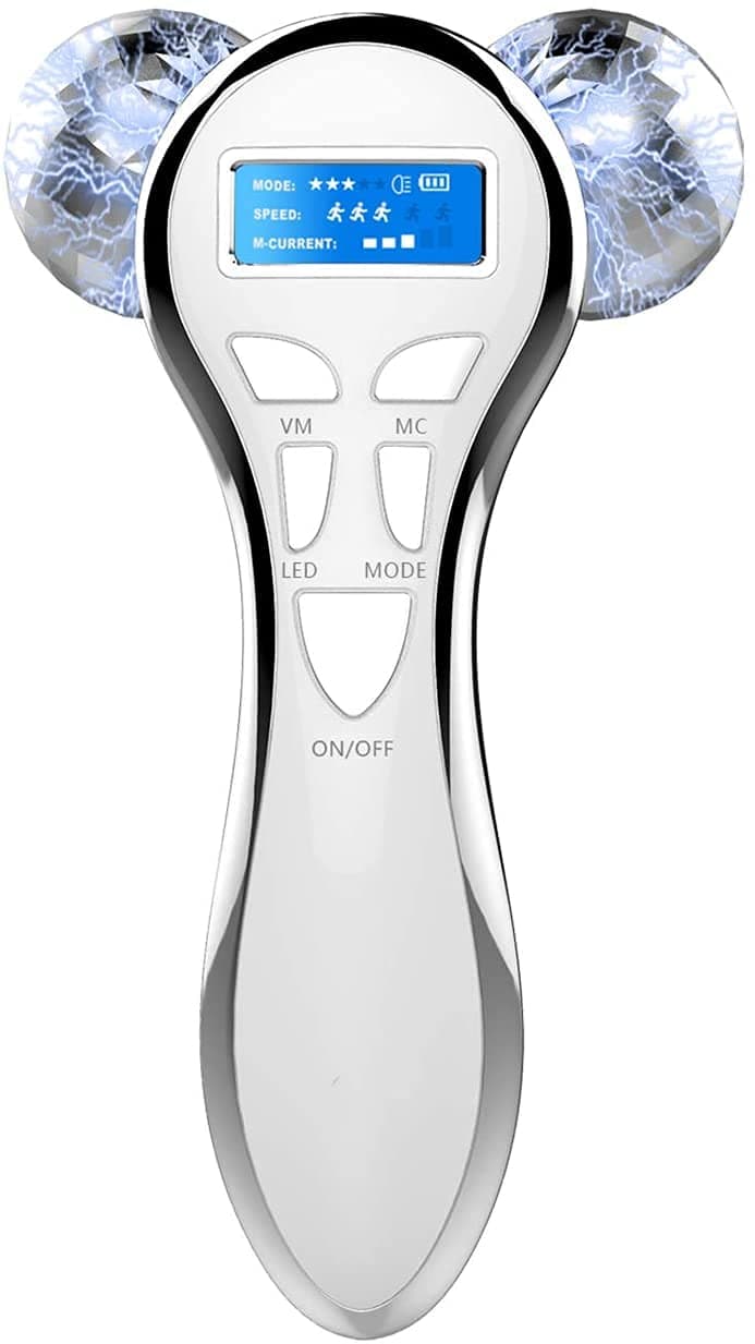 Yeamon 4D Microcurrent Face Massager Roller,Electric Rechargeable Face Lift Roller Arms Legs Massager for Anti Aging Wrinkles Facial Massage