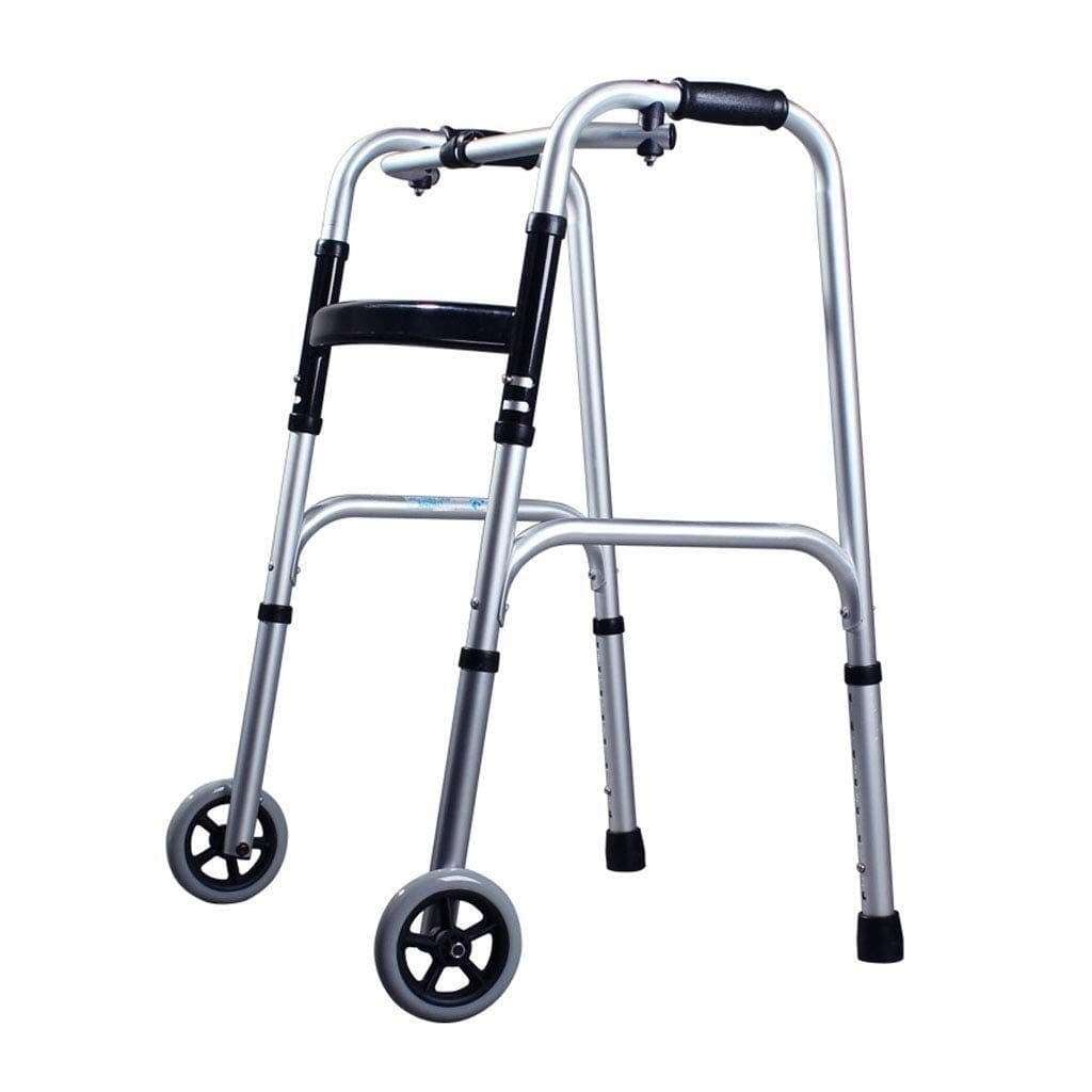 Zimmer Frame,Folding Walker with Front Wheels, Walking Frame for Elderly, Adjustable Height - Walking frame with wheels Transport Aid Walking Stick mobility