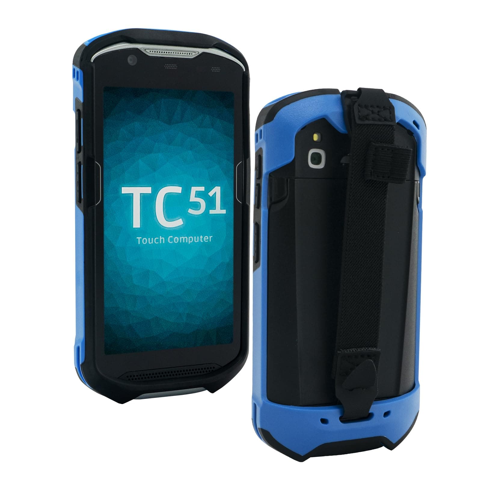 IYOUBOL Protective Cover Bumper Case Rugged Boot with Hand Strap for Zebra TC51 TC510K TC52 TC56 TC57 (Blue)