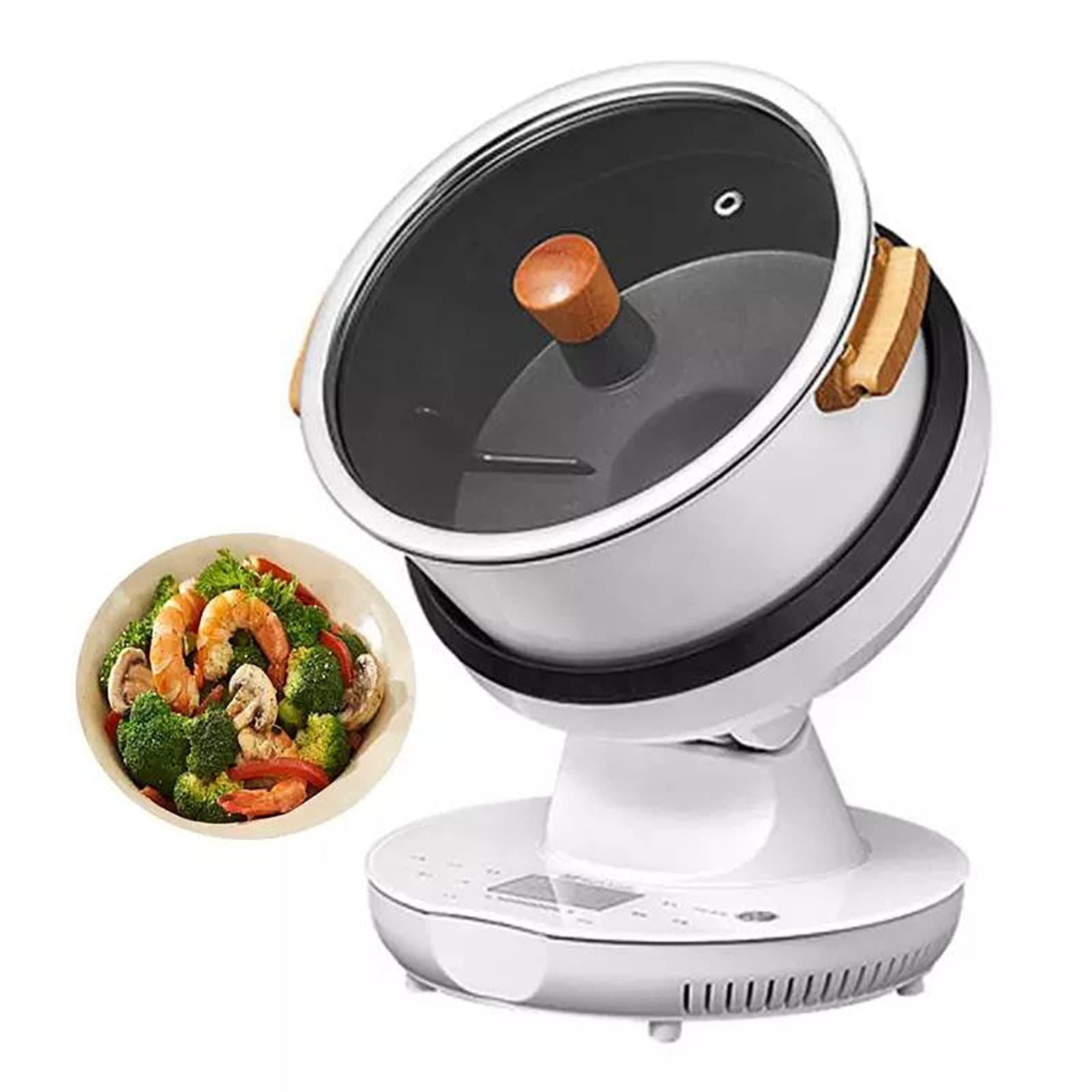50 Pice Commercial Food Processor, 6L Intelligent Automatic Cooking Machine with 360° Rotating and 3D All-Round Heating, Adjustment 3 Gears Firepower and Pot Body, for Home Restaurant