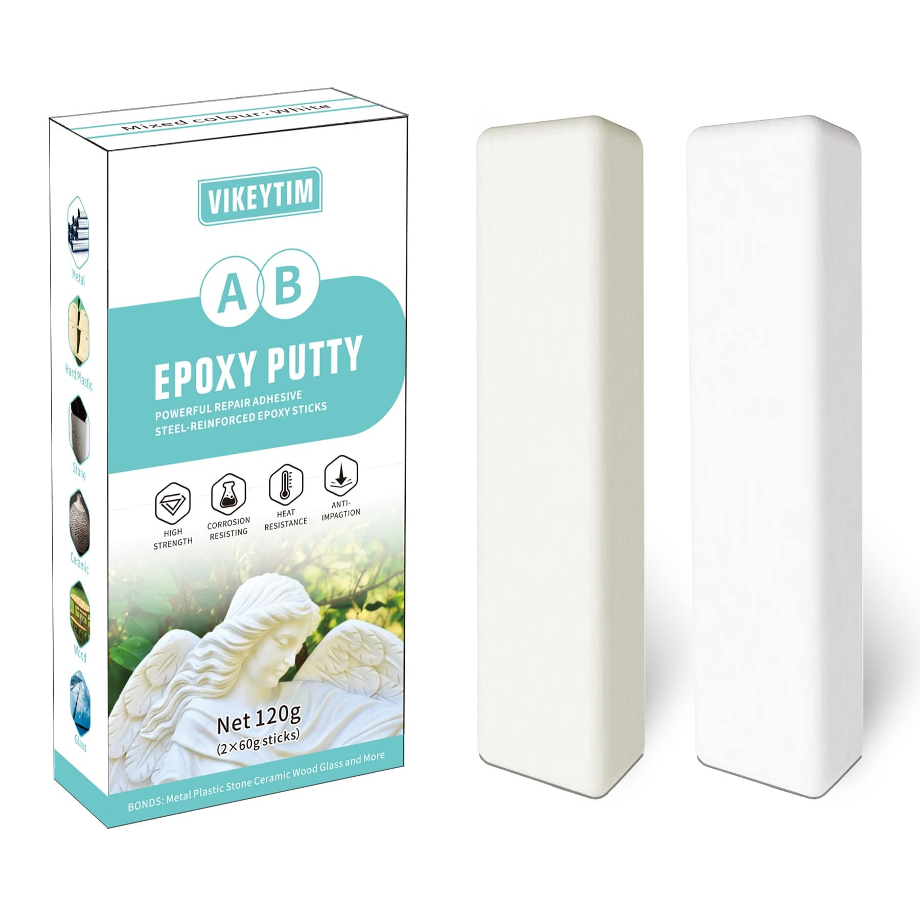 – Epoxy Putty, 120g Quick Leak Repair Epoxy Putty Plastic, Ceramic, Acrylic, Metal, Stone, Wood, Glass Bonding and Repair Putty Stick (White)