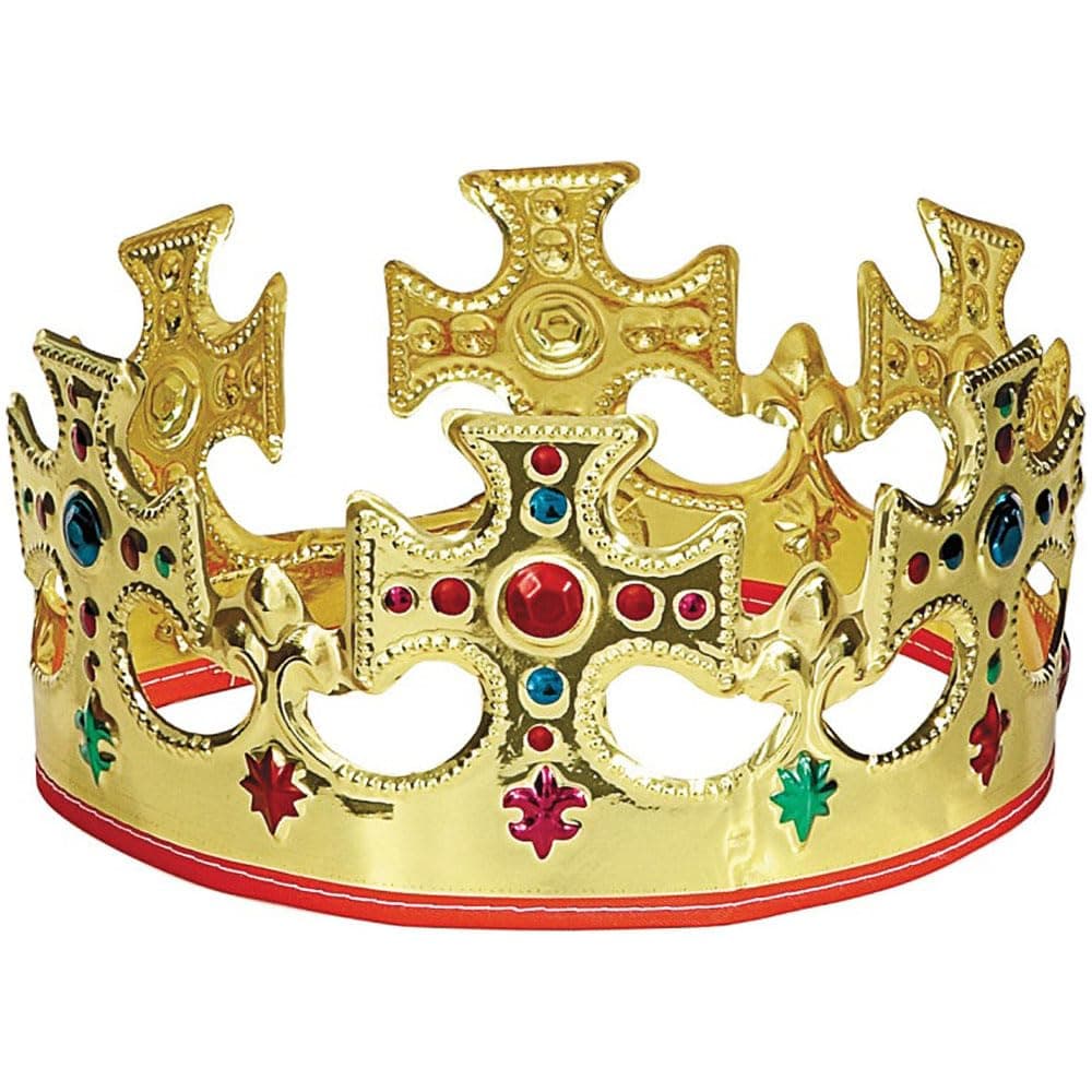 Gold Plastic King Crown - One Size, 1 Pc