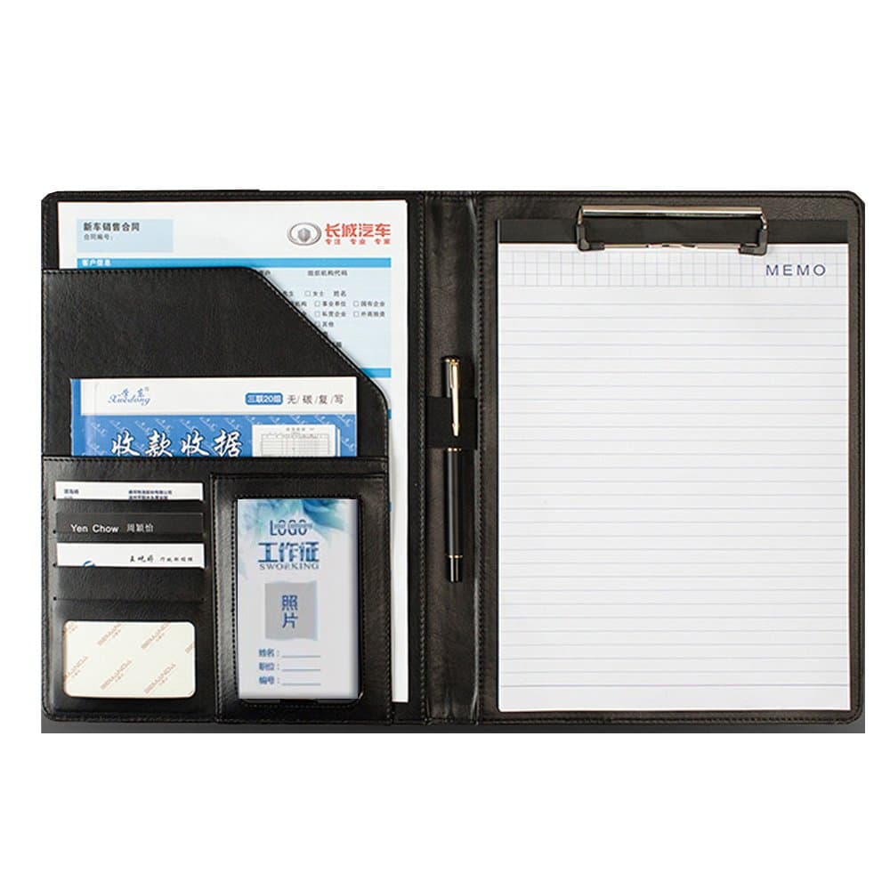 Ring Binder Portfolio, Conference Folder, File Folder, A4 Conference Folder Business PU Leather Document Case Bag with Clipboard