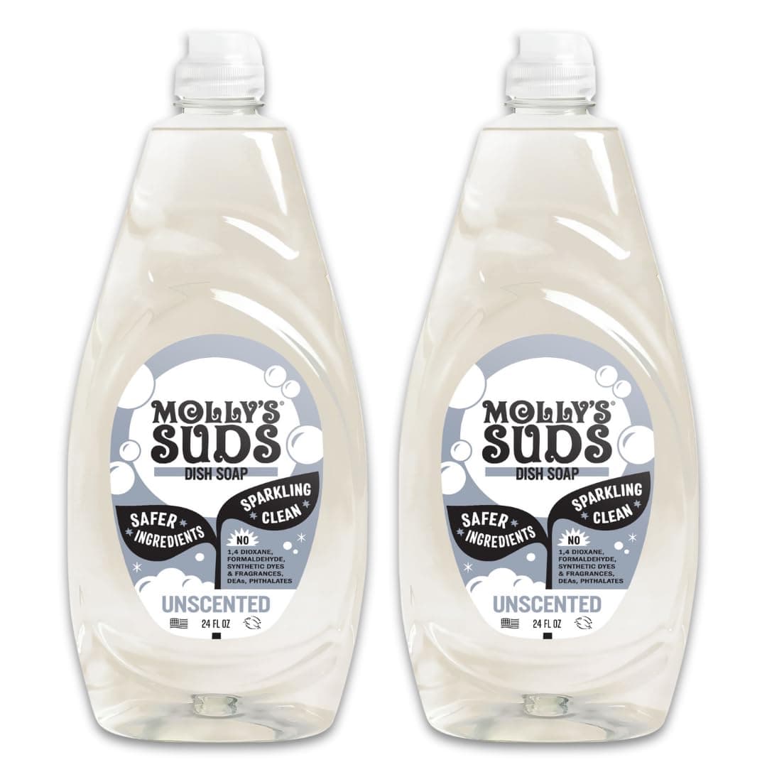 Liquid Dish Soap | Clean, Simple Ingredients | Extra Scrubbing Power | Unscented, 24 oz - 2 Pack