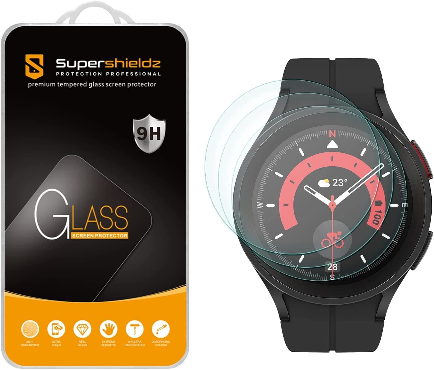 (3 Pack) Designed for Samsung Galaxy Watch 5 Pro (45mm) Tempered Glass Screen Protector, 0.33mm, Anti Scratch, Bubble Free
